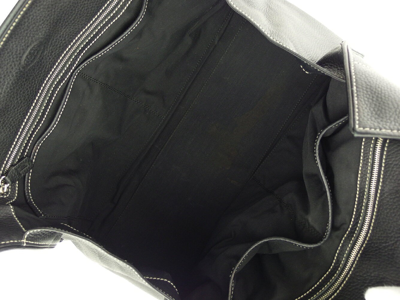 TOD'S Hand Bag Tote Purse Logo Black Authentic