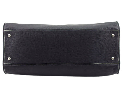 TOD'S Hand Bag Tote Purse Logo Black Authentic