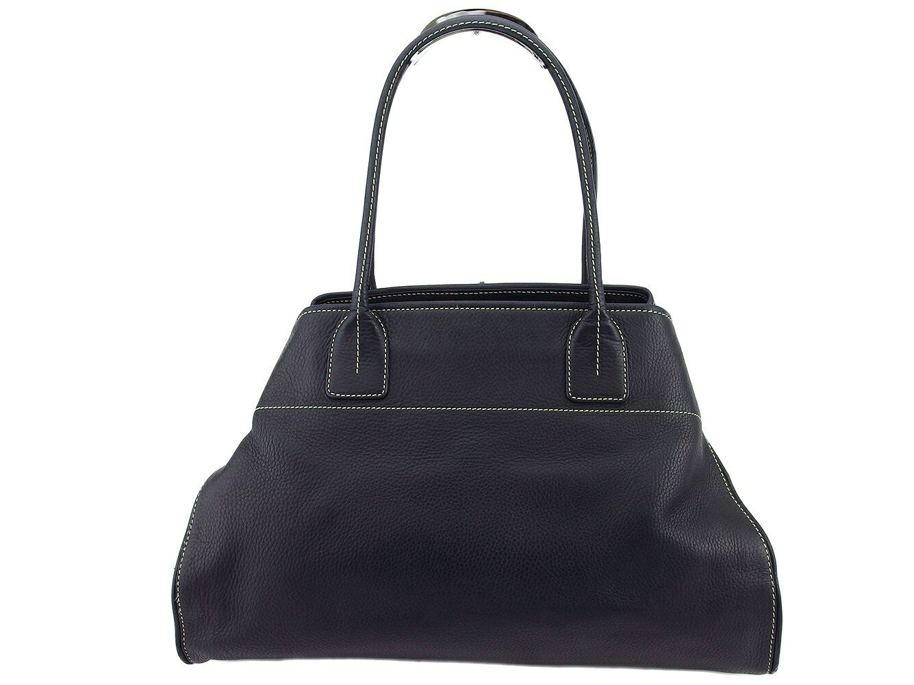 TOD'S Hand Bag Tote Purse Logo Black Authentic
