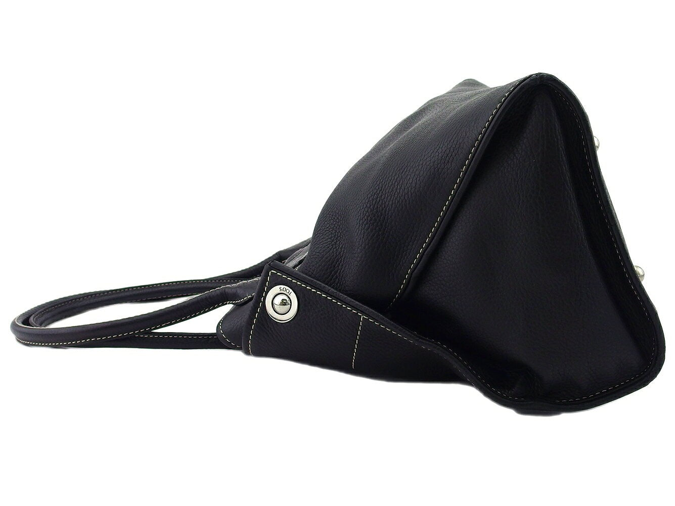 TOD'S Hand Bag Tote Purse Logo Black Authentic