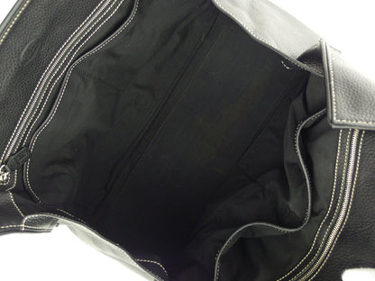 TOD'S Hand Bag Tote Purse Logo Black Authentic