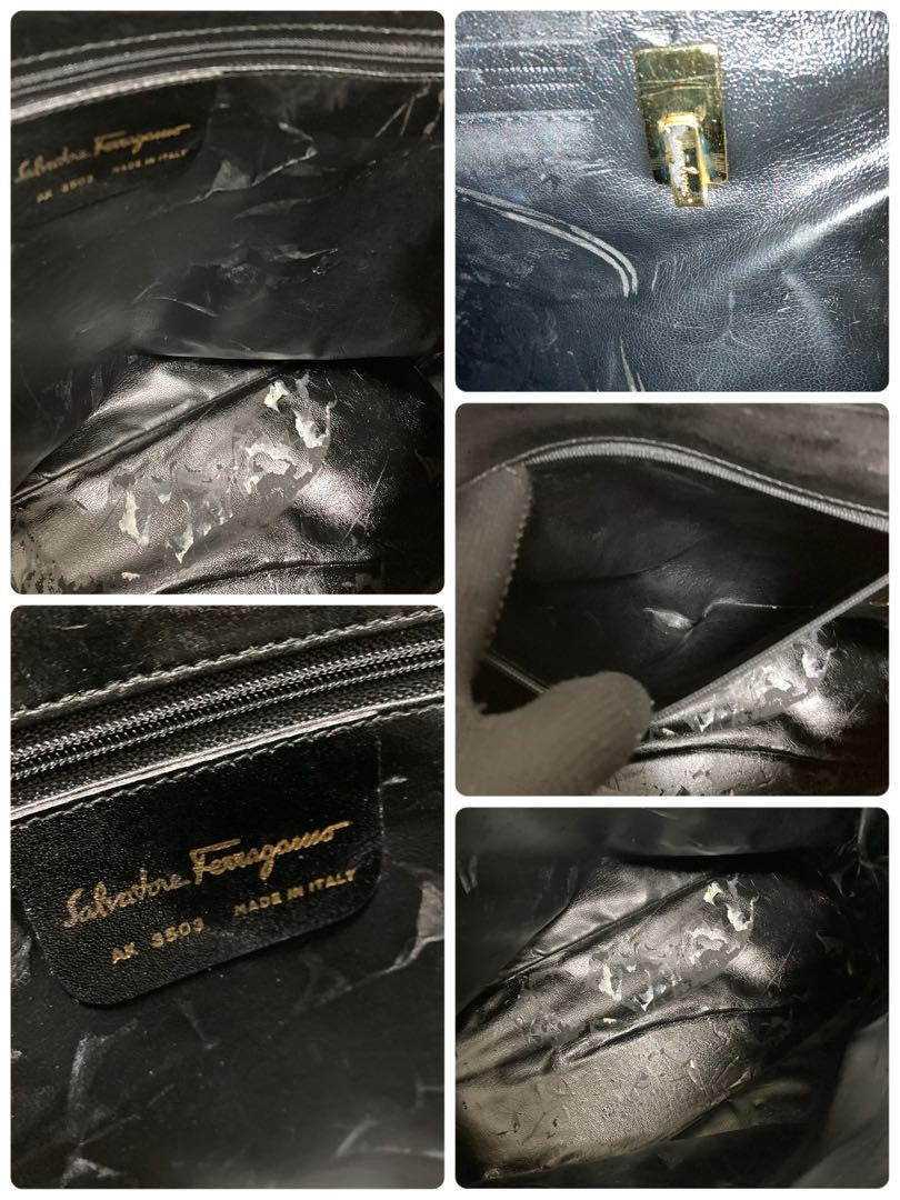 Salvatore Ferragamo Hand Shoulder Bag Tote Purse 2way Leather Brown Authentic