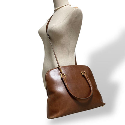Salvatore Ferragamo Hand Shoulder Bag Tote Purse 2way Leather Brown Authentic