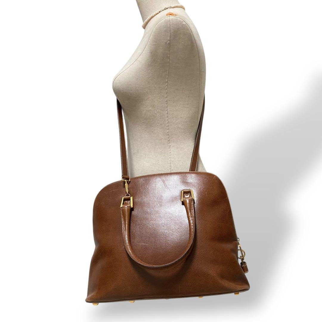 Salvatore Ferragamo Hand Shoulder Bag Tote Purse 2way Leather Brown Authentic