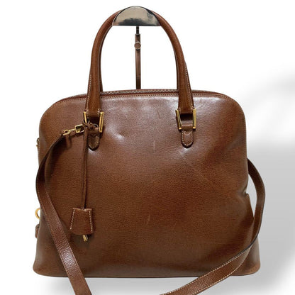 Salvatore Ferragamo Hand Shoulder Bag Tote Purse 2way Leather Brown Authentic