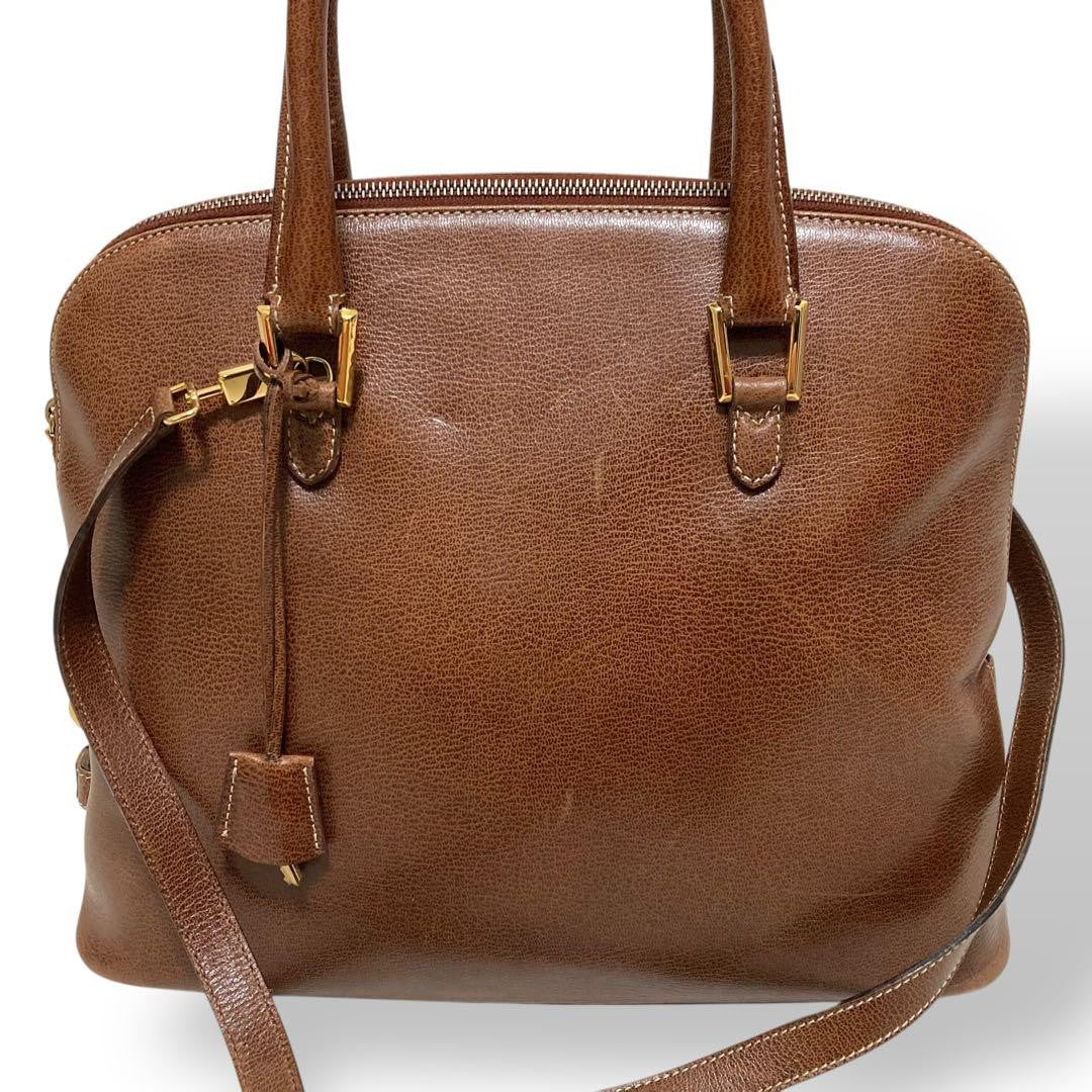 Salvatore Ferragamo Hand Shoulder Bag Tote Purse 2way Leather Brown Authentic