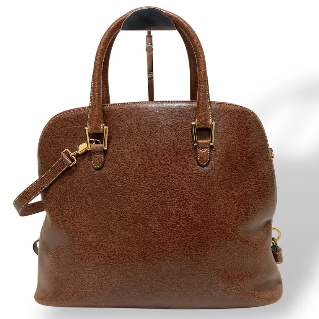 Salvatore Ferragamo Hand Shoulder Bag Tote Purse 2way Leather Brown Authentic