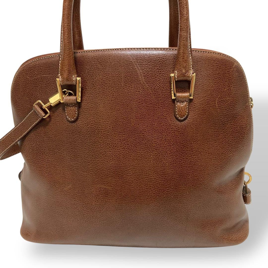 Salvatore Ferragamo Hand Shoulder Bag Tote Purse 2way Leather Brown Authentic