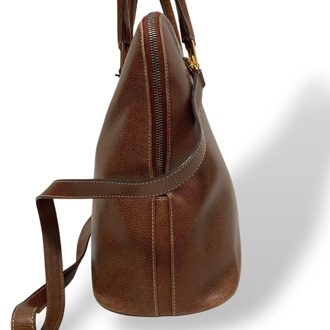 Salvatore Ferragamo Hand Shoulder Bag Tote Purse 2way Leather Brown Authentic