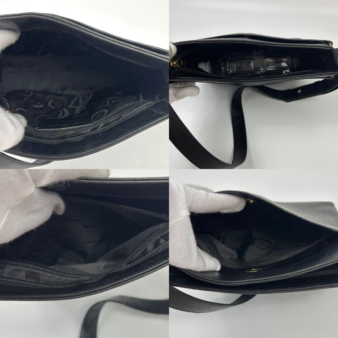 Salvatore Ferragamo Shoulder Bag Purse Vara Ribbon Leather Black Authentic