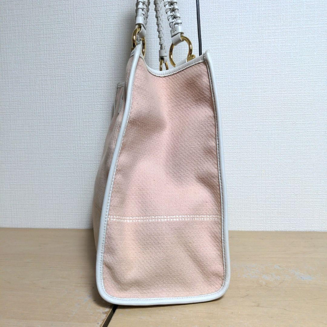 Salvatore Ferragamo Hand Bag Tote Purse Gancini Leather Pink White Authentic