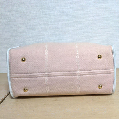 Salvatore Ferragamo Hand Bag Tote Purse Gancini Leather Pink White Authentic