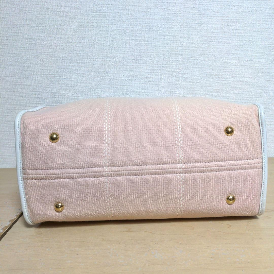 Salvatore Ferragamo Hand Bag Tote Purse Gancini Leather Pink White Authentic