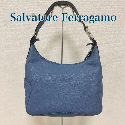 Salvatore Ferragamo Shoulder Bag Purse Blue Authentic