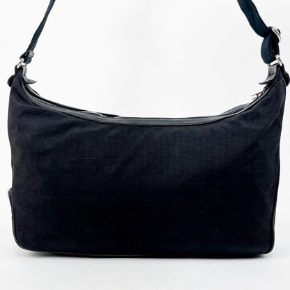 Salvatore Ferragamo Shoulder Bag Purse Gancini Nylon Leather Black Authentic