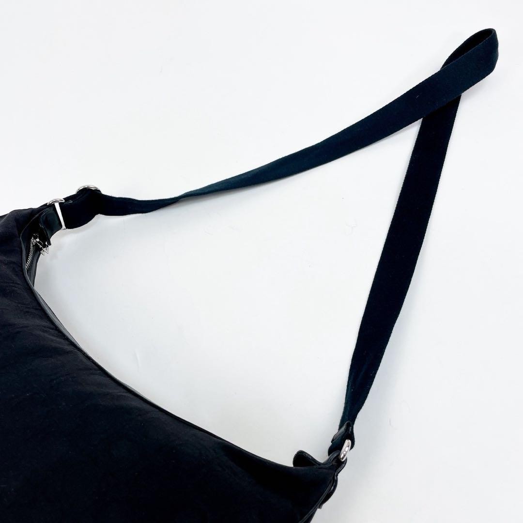 Salvatore Ferragamo Shoulder Bag Purse Gancini Nylon Leather Black Authentic