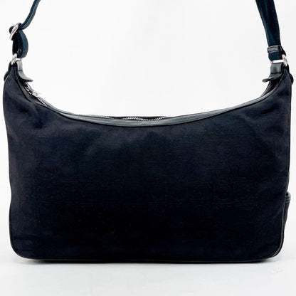 Salvatore Ferragamo Shoulder Bag Purse Gancini Nylon Leather Black Authentic