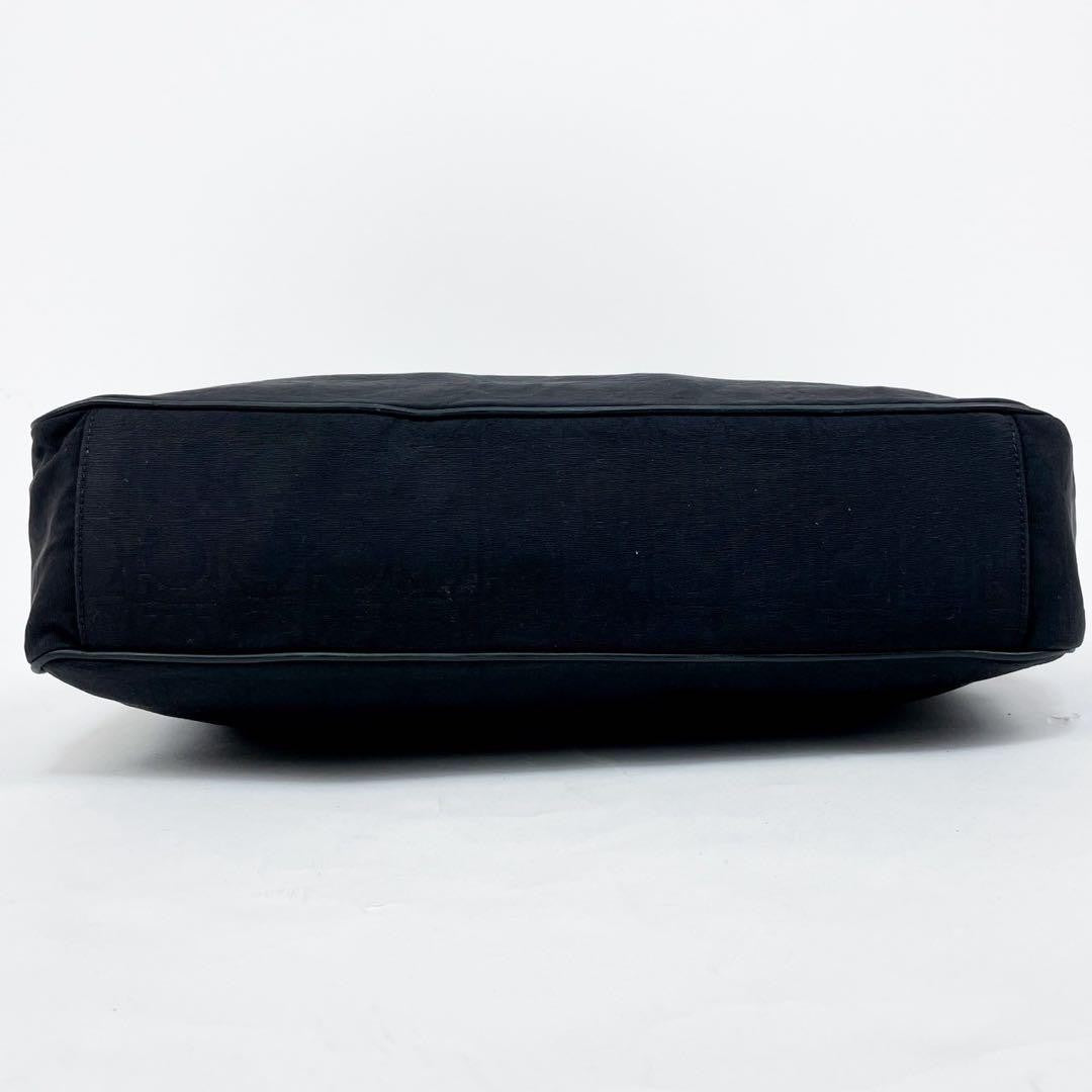 Salvatore Ferragamo Shoulder Bag Purse Gancini Nylon Leather Black Authentic