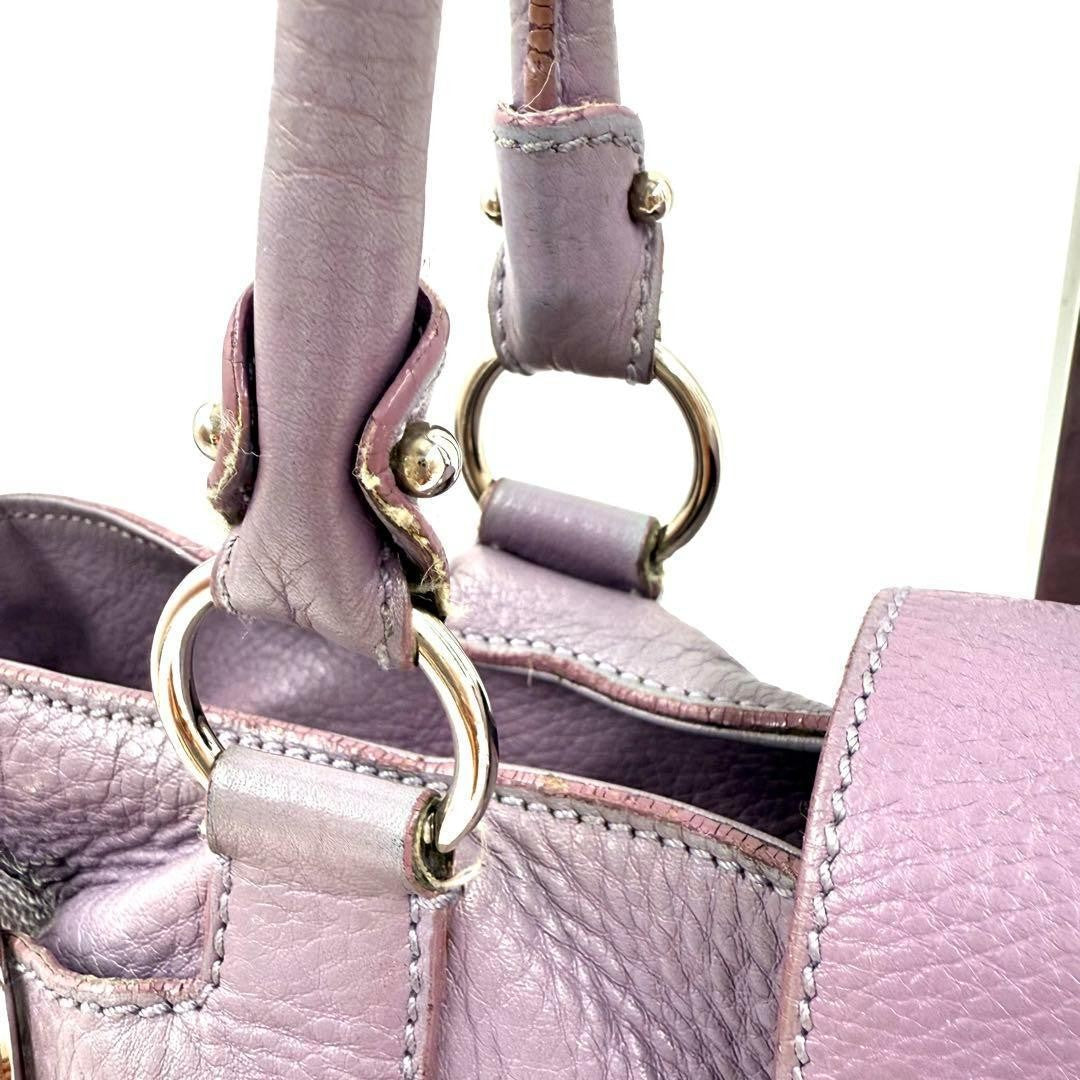Salvatore Ferragamo Hand Bag Tote Purse Gancini Leather Lavender Authentic