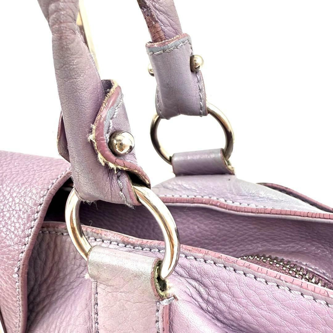 Salvatore Ferragamo Hand Bag Tote Purse Gancini Leather Lavender Authentic