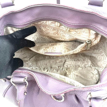 Salvatore Ferragamo Hand Bag Tote Purse Gancini Leather Lavender Authentic