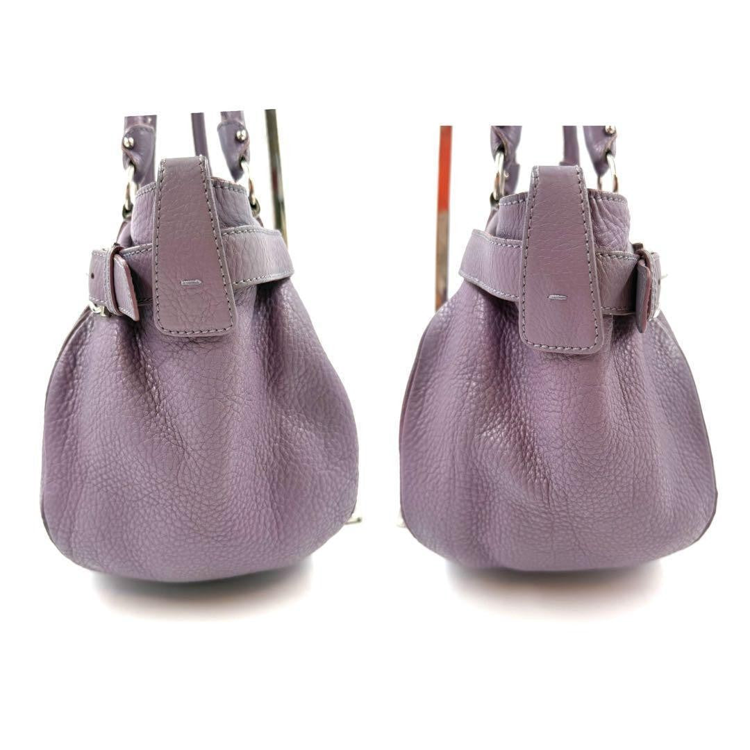 Salvatore Ferragamo Hand Bag Tote Purse Gancini Leather Lavender Authentic