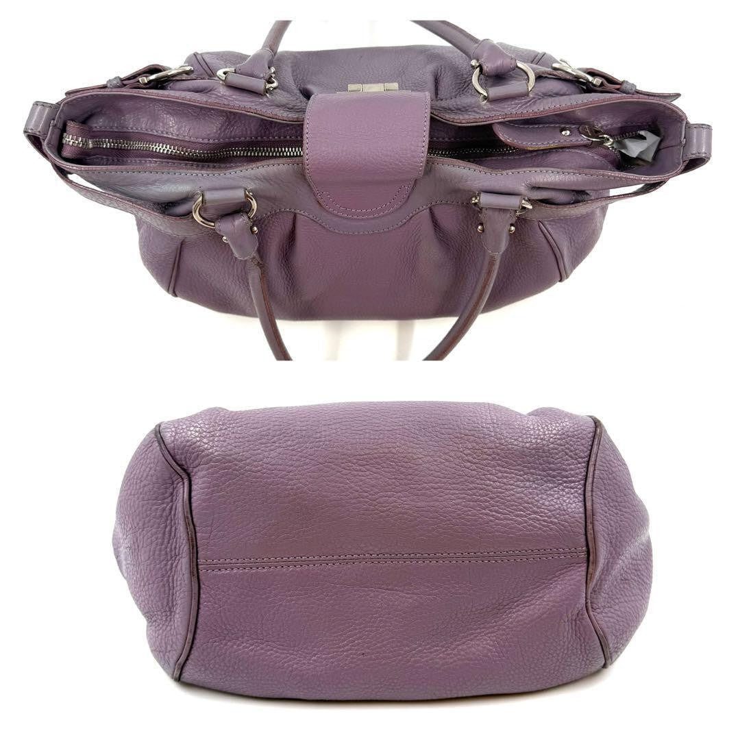 Salvatore Ferragamo Hand Bag Tote Purse Gancini Leather Lavender Authentic