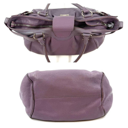Salvatore Ferragamo Hand Bag Tote Purse Gancini Leather Lavender Authentic