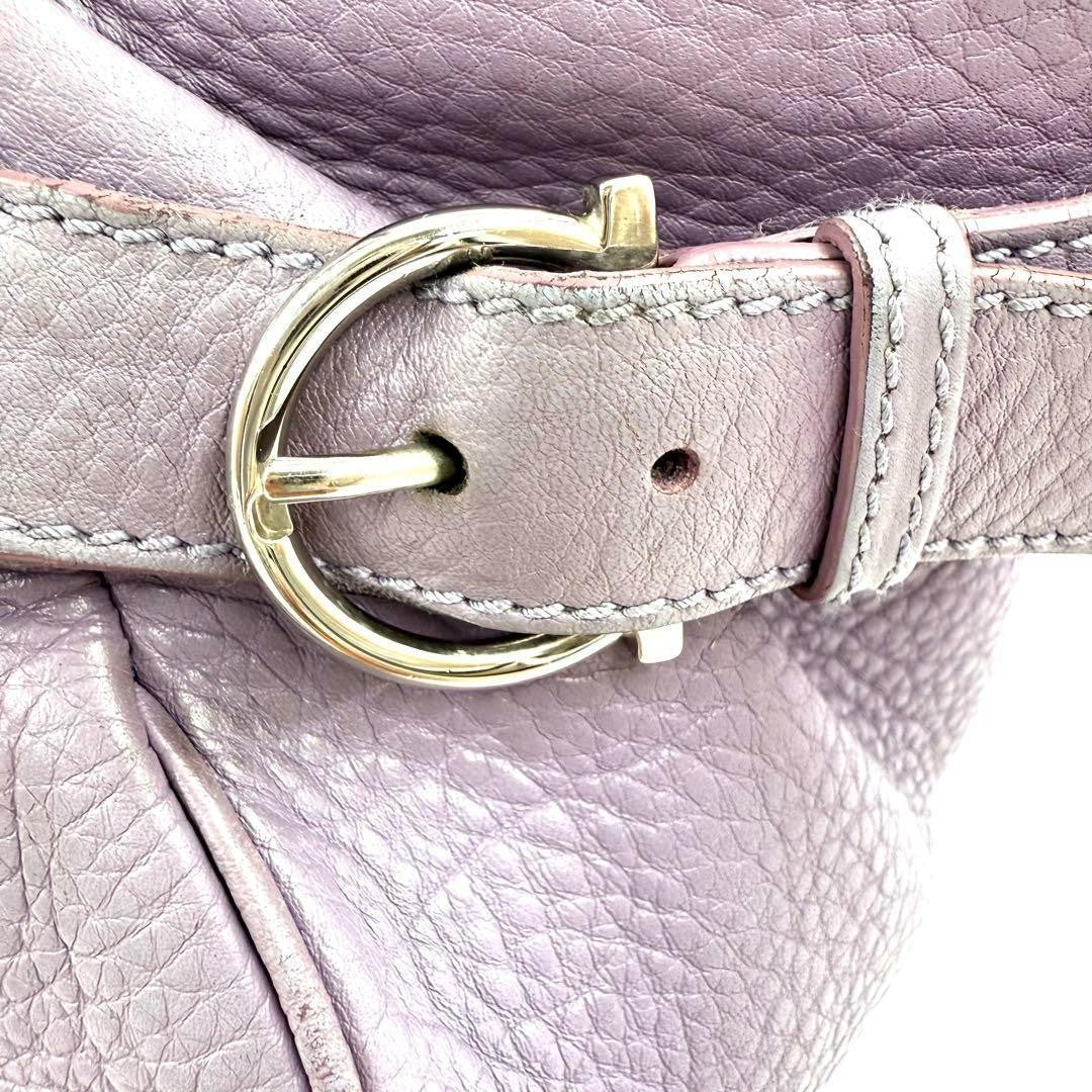 Salvatore Ferragamo Hand Bag Tote Purse Gancini Leather Lavender Authentic