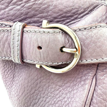 Salvatore Ferragamo Hand Bag Tote Purse Gancini Leather Lavender Authentic