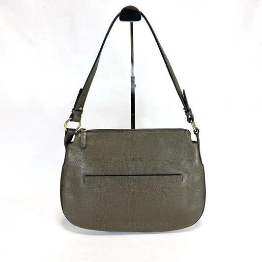 LOEWE Shoulder Bag Purse Logo Leather Khaki Authentic