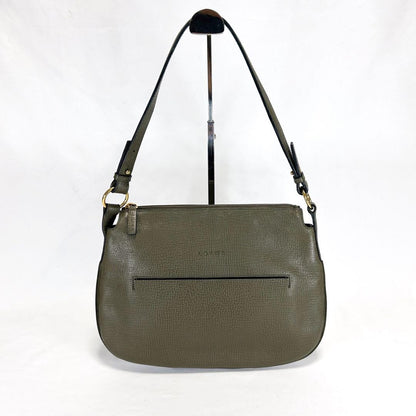 LOEWE Shoulder Bag Purse Logo Leather Khaki Authentic
