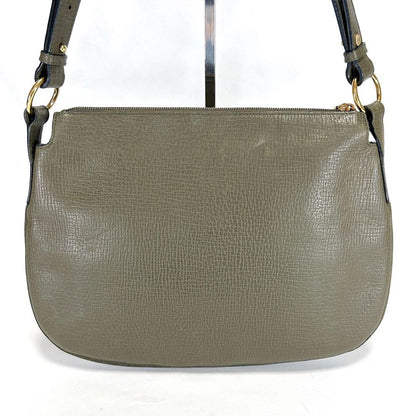LOEWE Shoulder Bag Purse Logo Leather Khaki Authentic