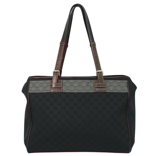 LOEWE Hand Shoulder Bag Tote Purse Anagram Canvas Black Gray Authentic