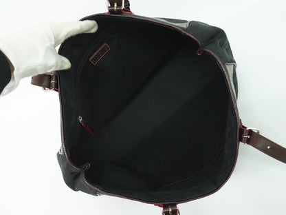 LOEWE Hand Shoulder Bag Tote Purse Anagram Canvas Black Gray Authentic