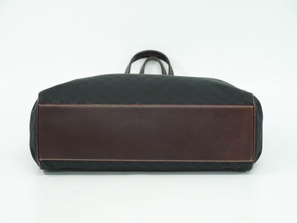 LOEWE Hand Shoulder Bag Tote Purse Anagram Canvas Black Gray Authentic