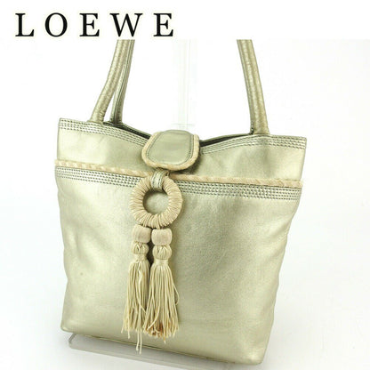 LOEWE Hand Bag Tote Purse Gold Beige Authentic