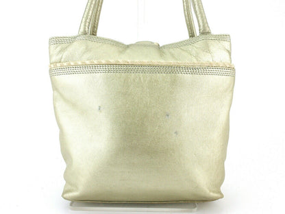 LOEWE Hand Bag Tote Purse Gold Beige Authentic