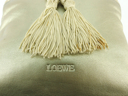 LOEWE Hand Bag Tote Purse Gold Beige Authentic