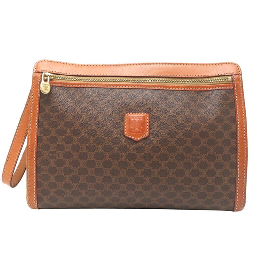 CELINE Clutch Bag Second Bag Macadam PVC Brown Authentic