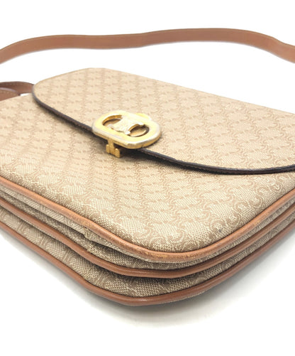 CELINE Shoulder Bag Purse Macadam Beige Authentic
