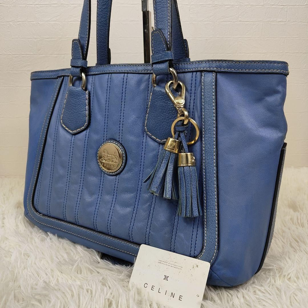 CELINE Hand Bag Tote Purse Horse carriage Leather Authentic