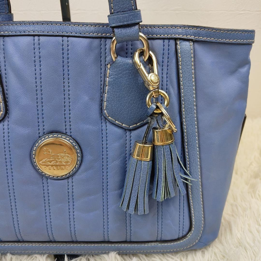 CELINE Hand Bag Tote Purse Horse carriage Leather Authentic