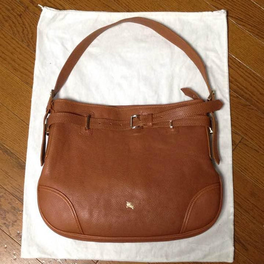 BURBERRY Shoulder Bag Purse Leather Brown Authentic