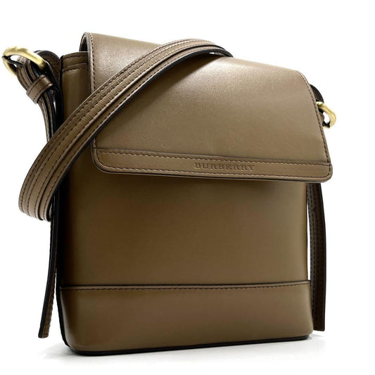 BURBERRY Shoulder Bag Purse Nova Check Leather Light Brown Authentic
