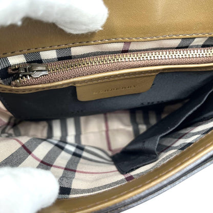BURBERRY Shoulder Bag Purse Nova Check Leather Light Brown Authentic