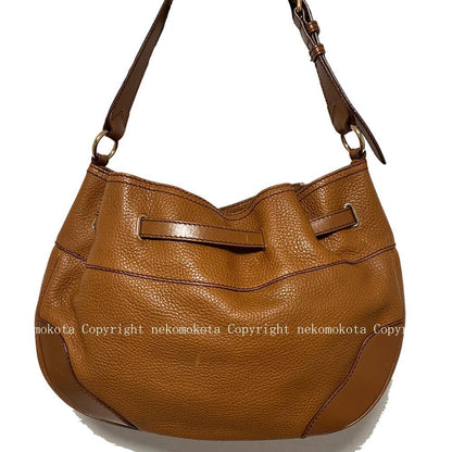 BURBERRY Shoulder Bag Purse Nova Check Leather Camel Authentic