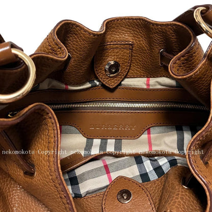 BURBERRY Shoulder Bag Purse Nova Check Leather Camel Authentic