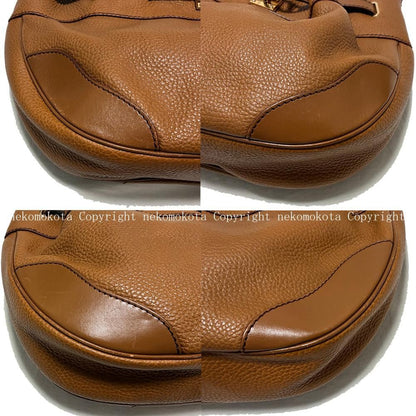 BURBERRY Shoulder Bag Purse Nova Check Leather Camel Authentic