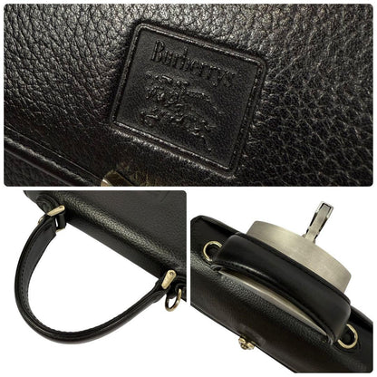 BURBERRYS Hand Shoulder Bag Tote Purse 2way Nova Check Leather Black Authentic